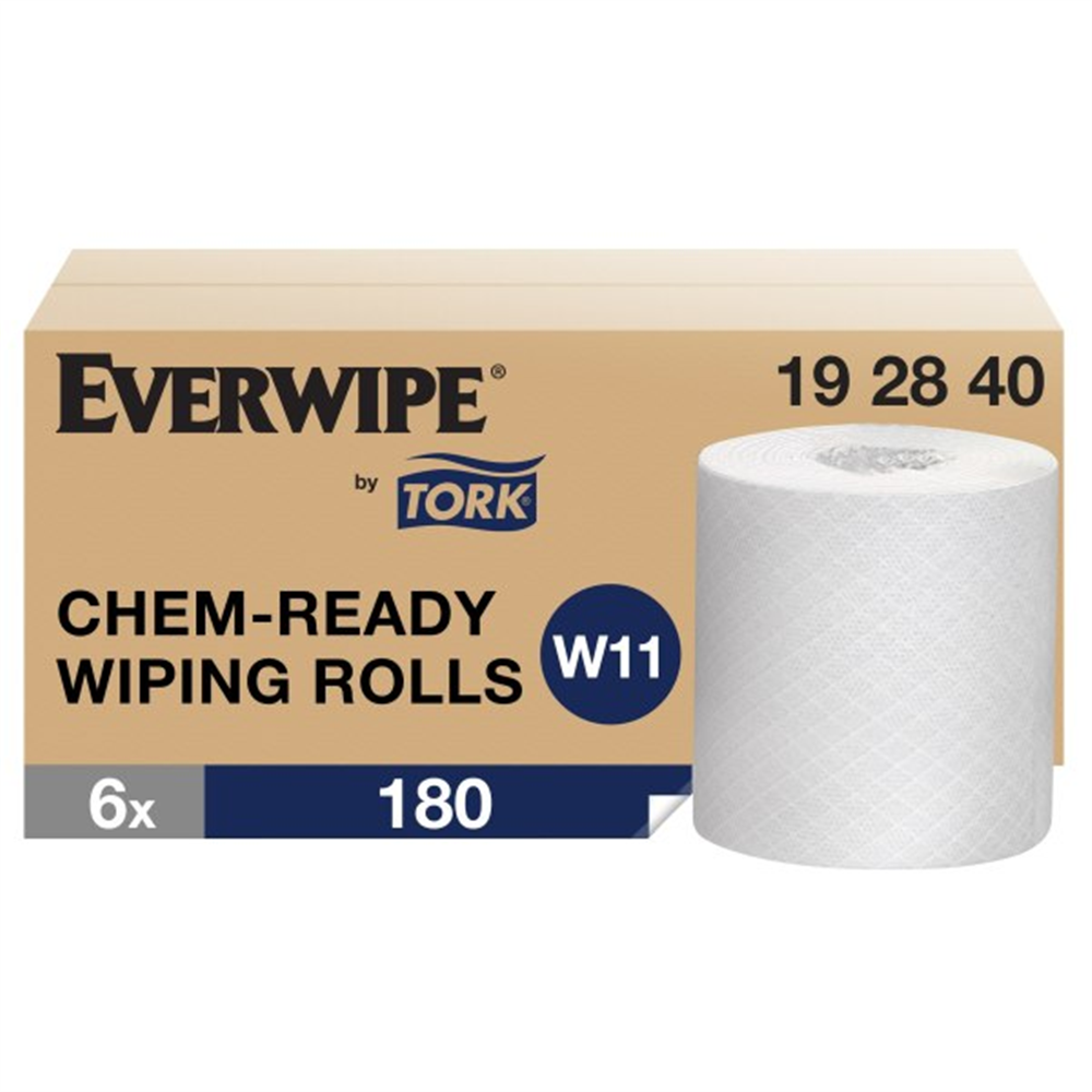 Tork EverWipe Chem-Ready Wiping Rolls (5.2 in. x 180 ft., 180 Sheets/Roll, 6 Rolls/Case)
